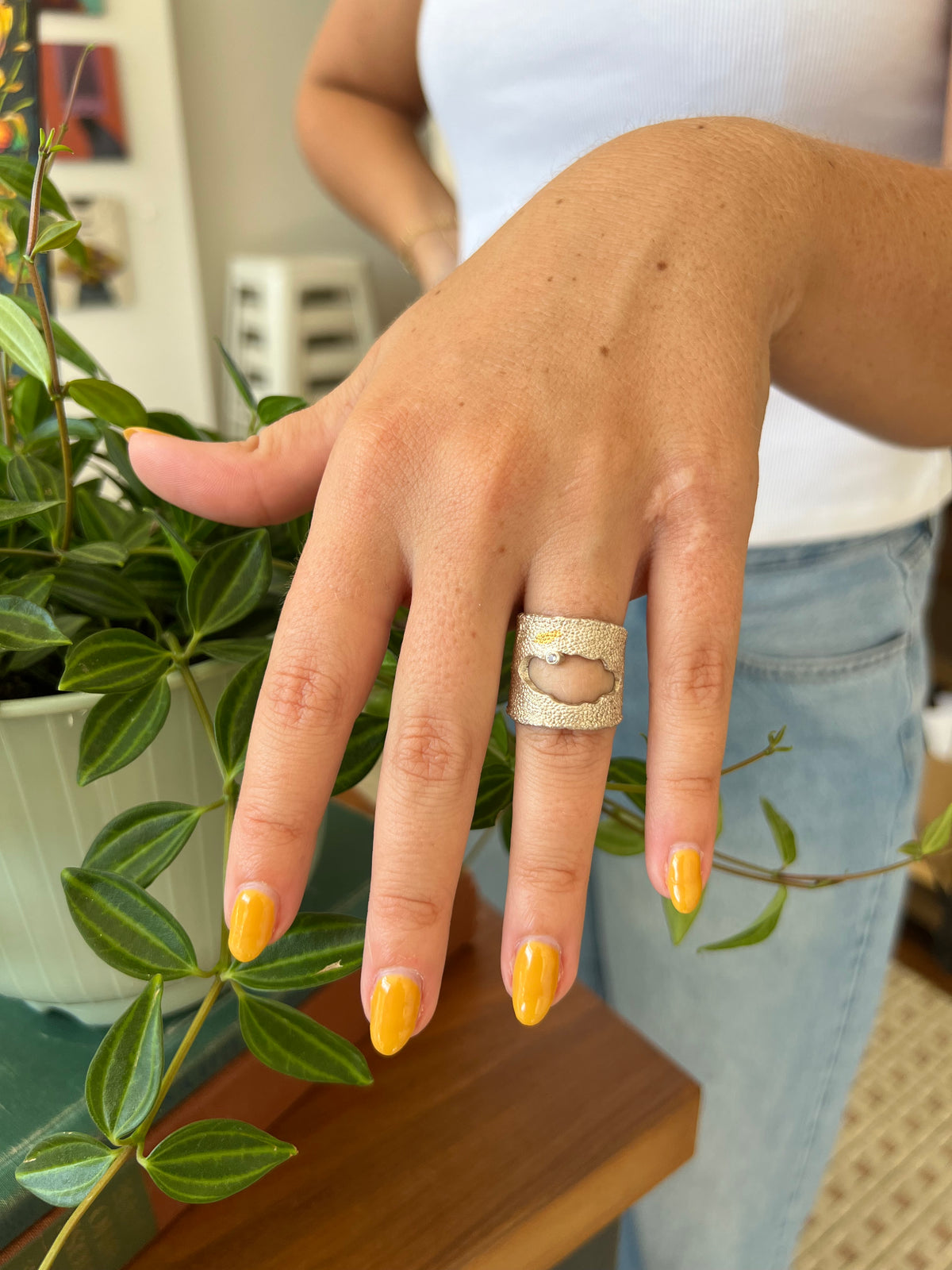 Sage Ring with Topaz