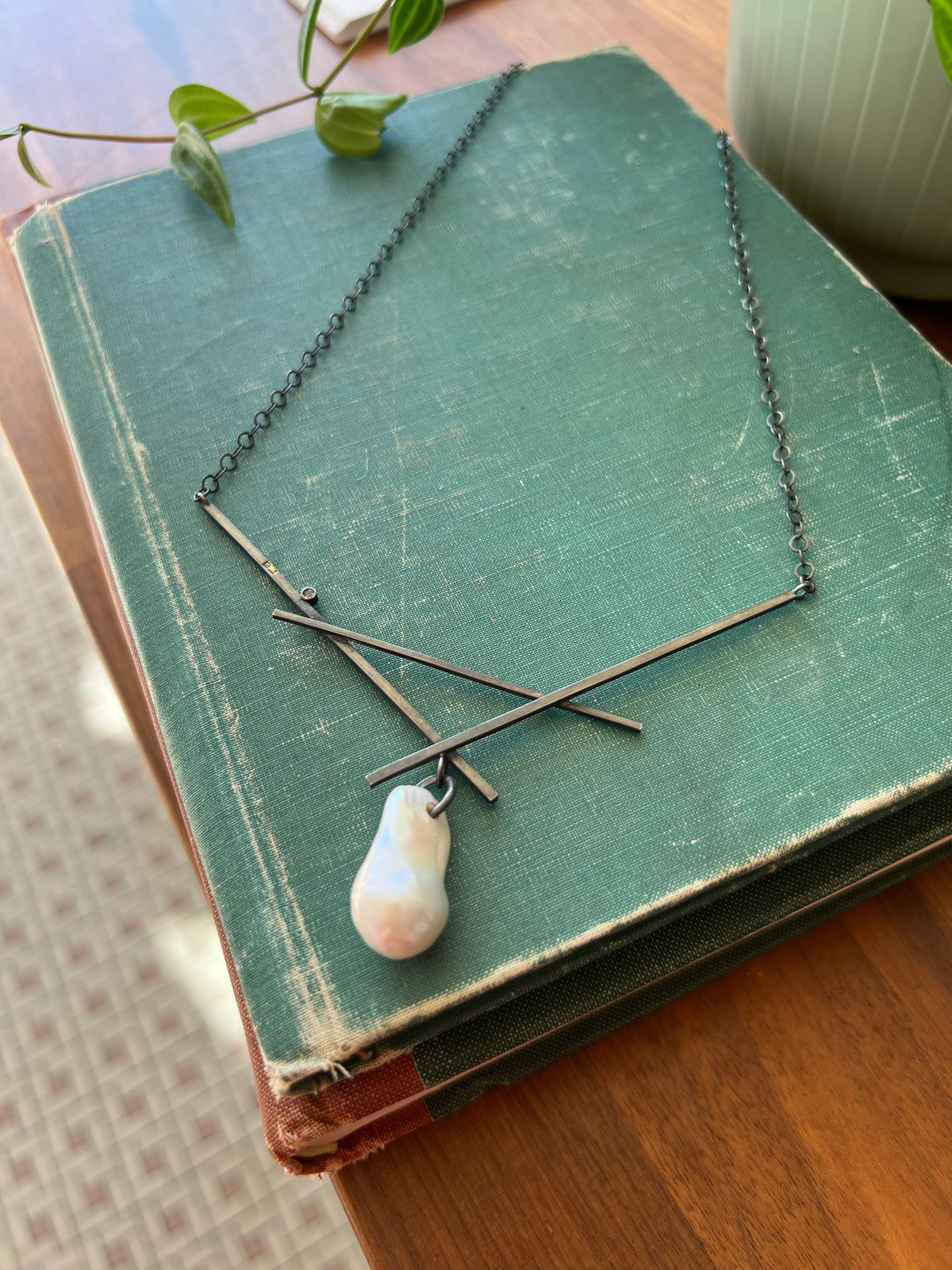 Baroque Pearl Geometric Necklace