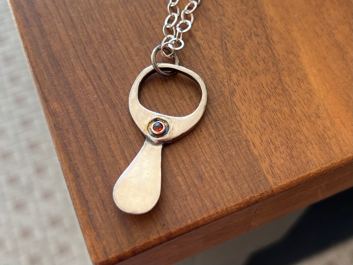 Sterling and Garnet Pop Top Necklace