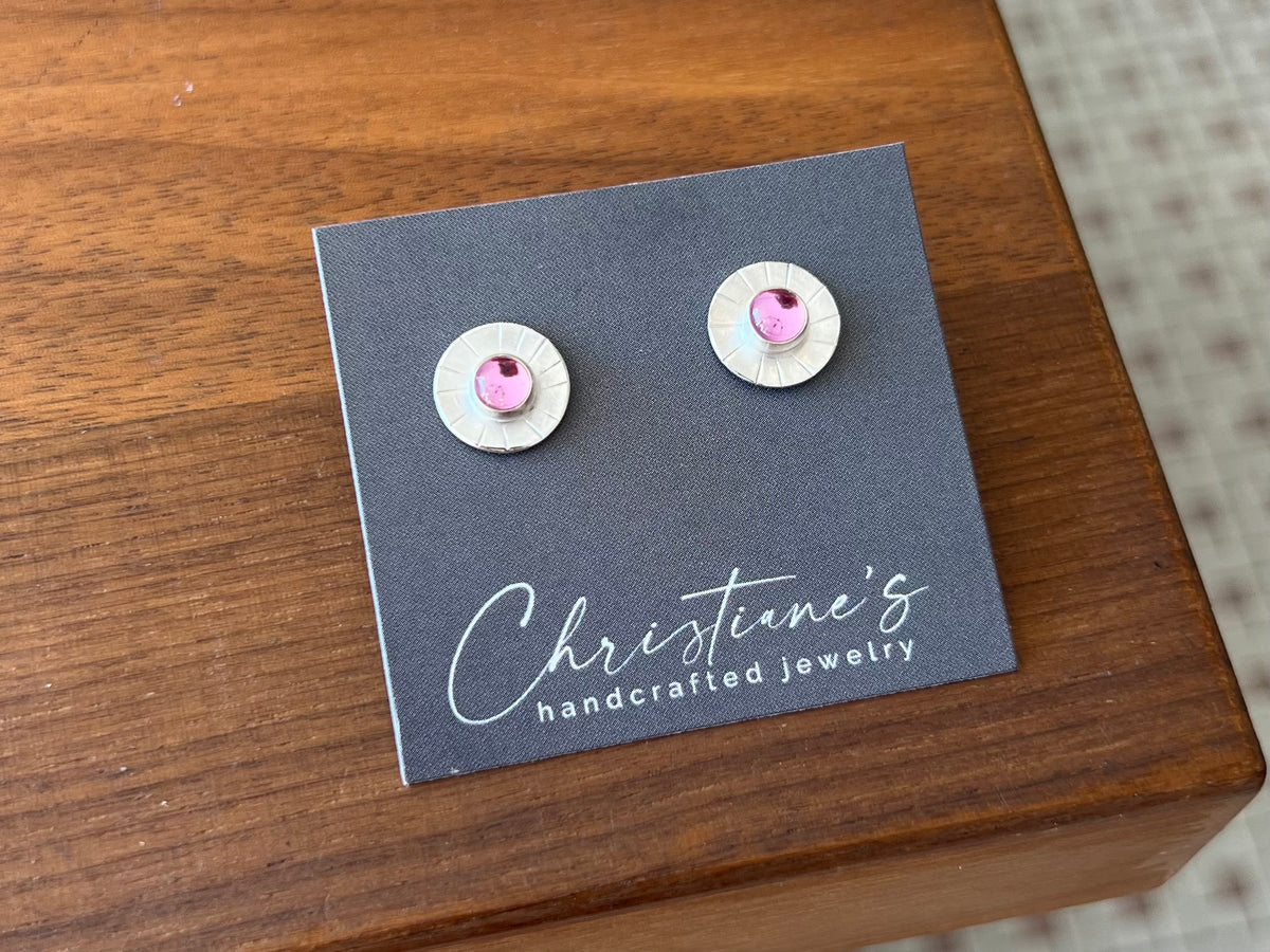 Pink Sapphire Post Earrings