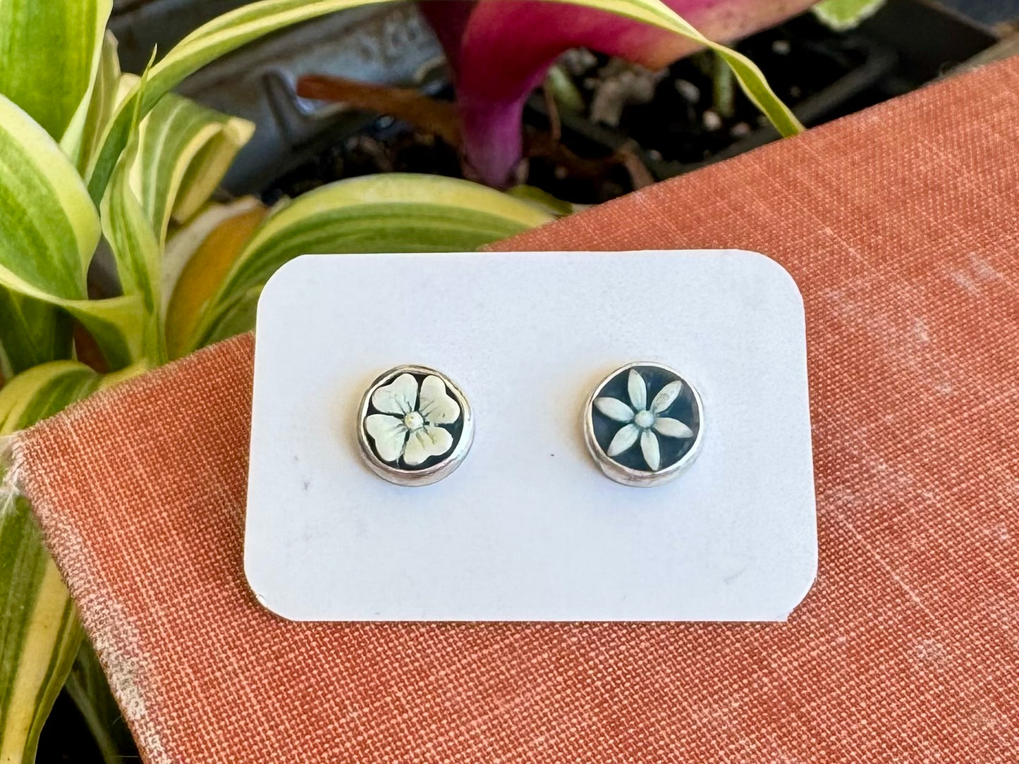 Mis-Match Blue Flower Earrings