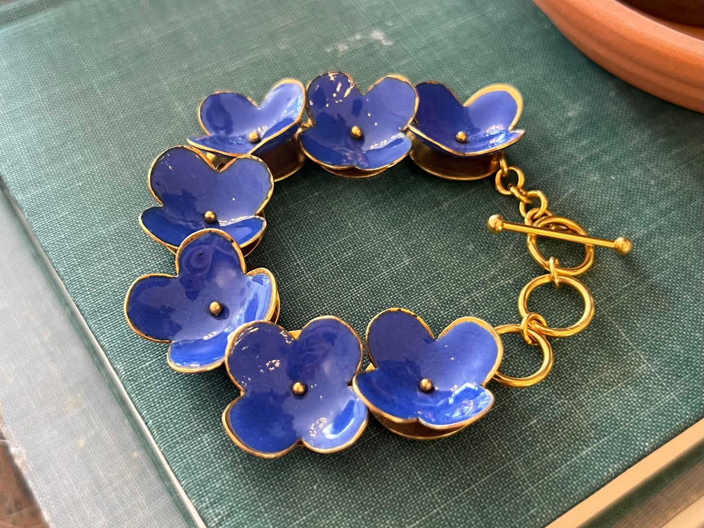 Enamel Flower Bracelet - Cobalt