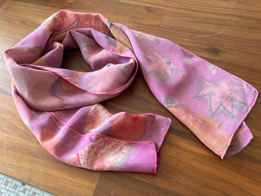 Eco Print Silk Scarf - Fuchsia