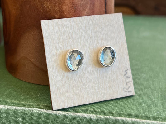 Green Amethyst and Silver Earrings - Small