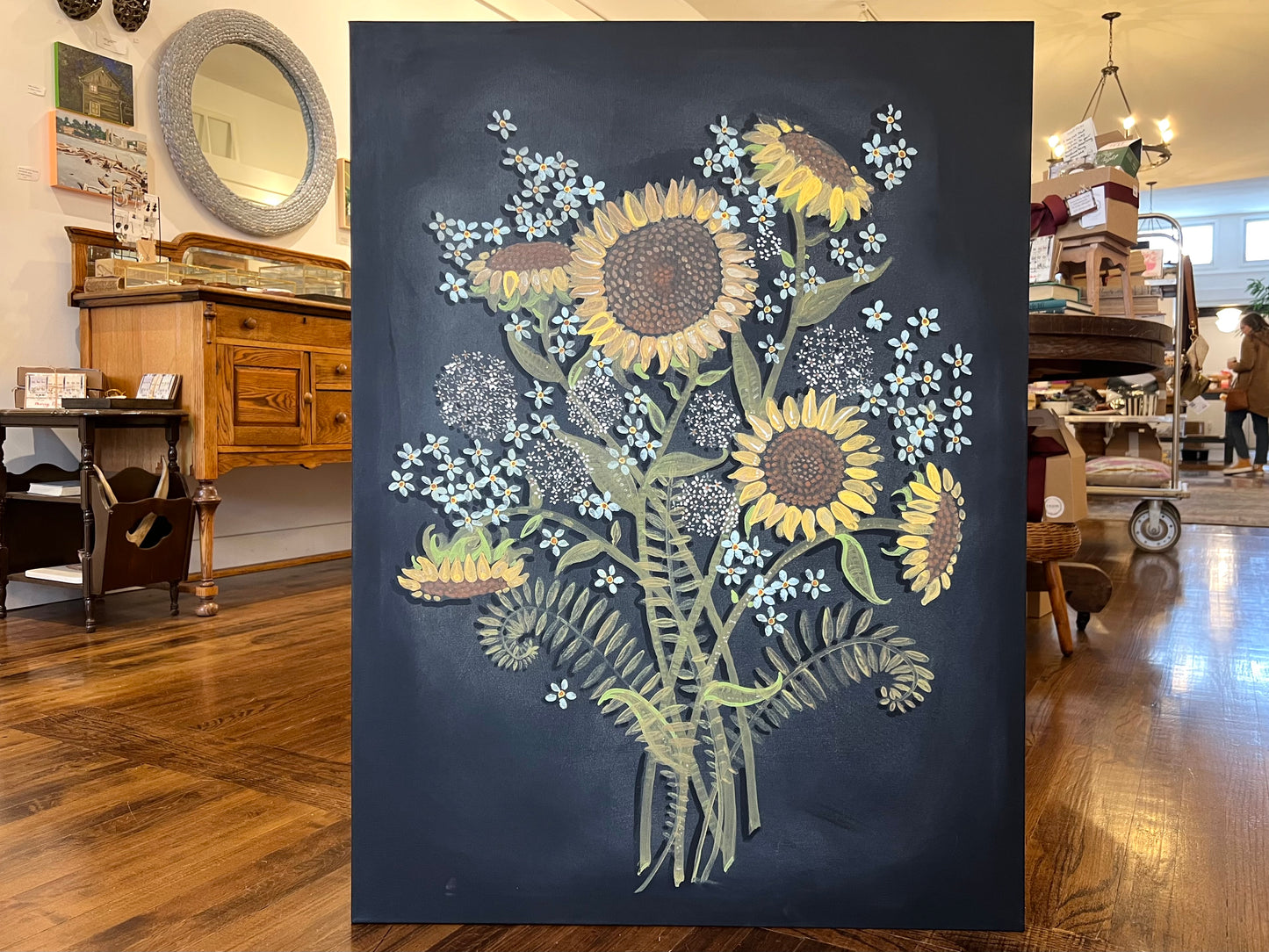 "Sunflowers and Fern Leaves- Original Work