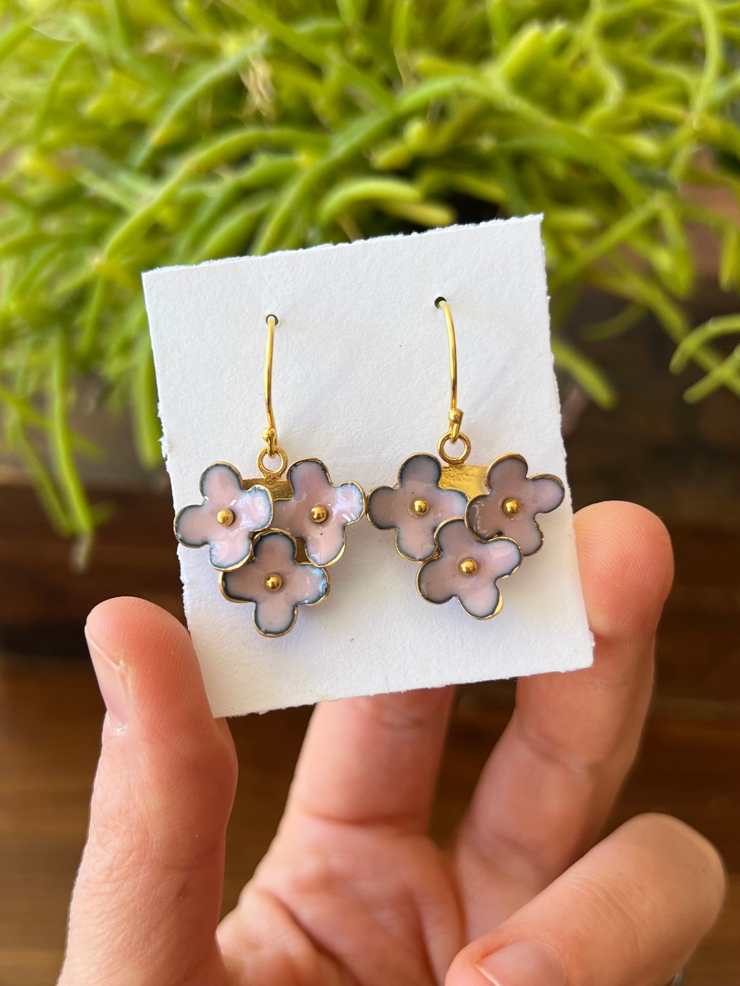 Triple Flower Earrings - Pink