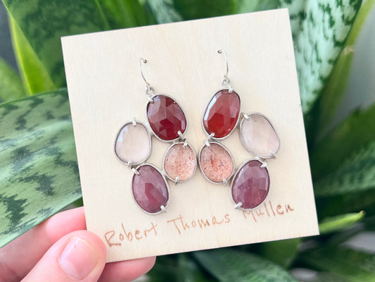 Four Stone Ring Drop Earrings