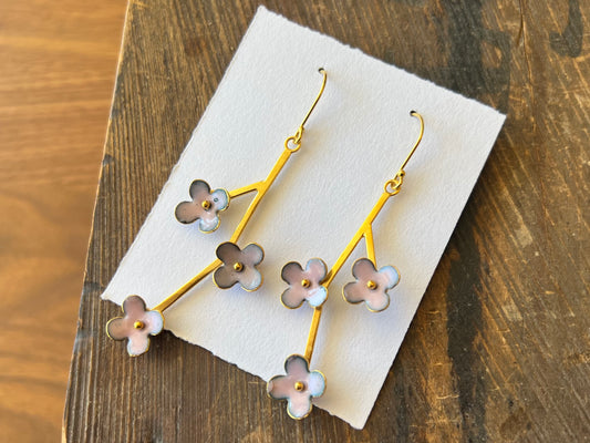 Flower Branch Earrings - Pink