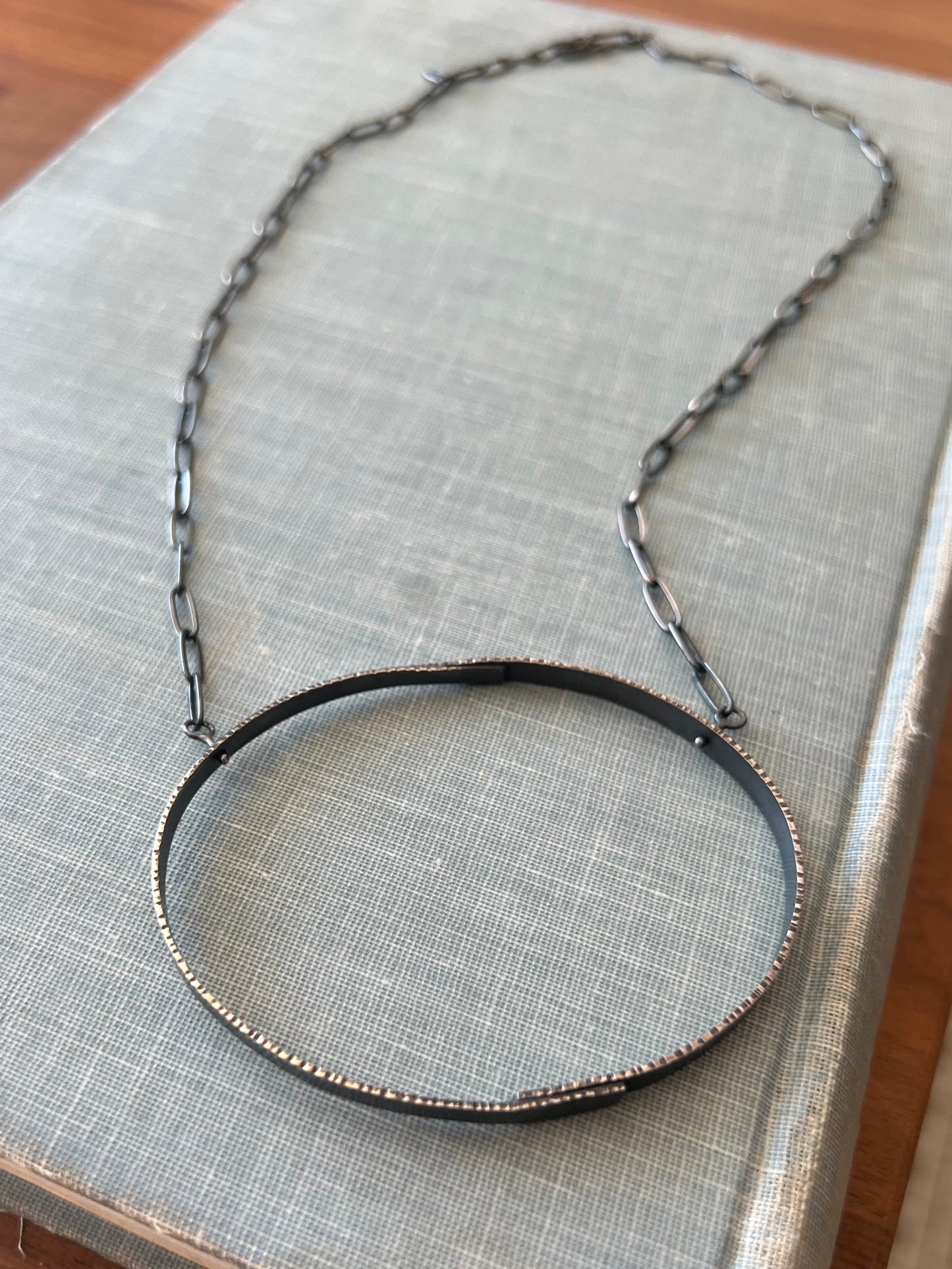 Large Textured Oval Necklace