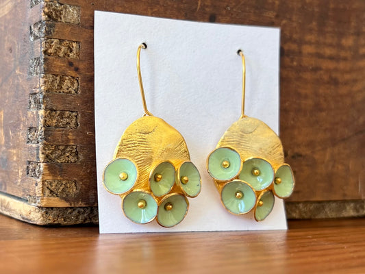 Gold Disc Tiny Circles Earrings