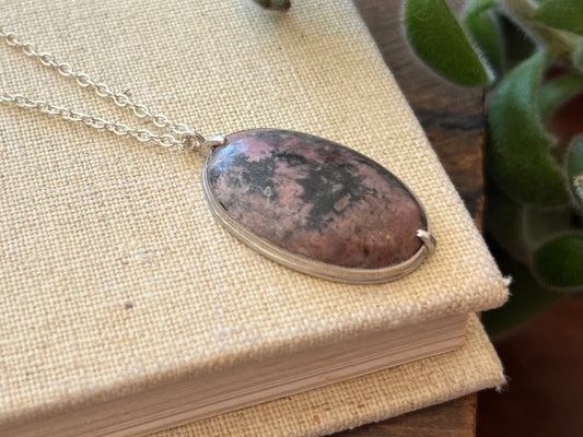 Rhodochrosite and Silver Necklace