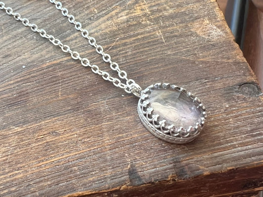 Rock Crystal and Flowers  Necklace