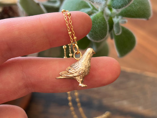 Gold Plate Cast Necklace - Pigeon