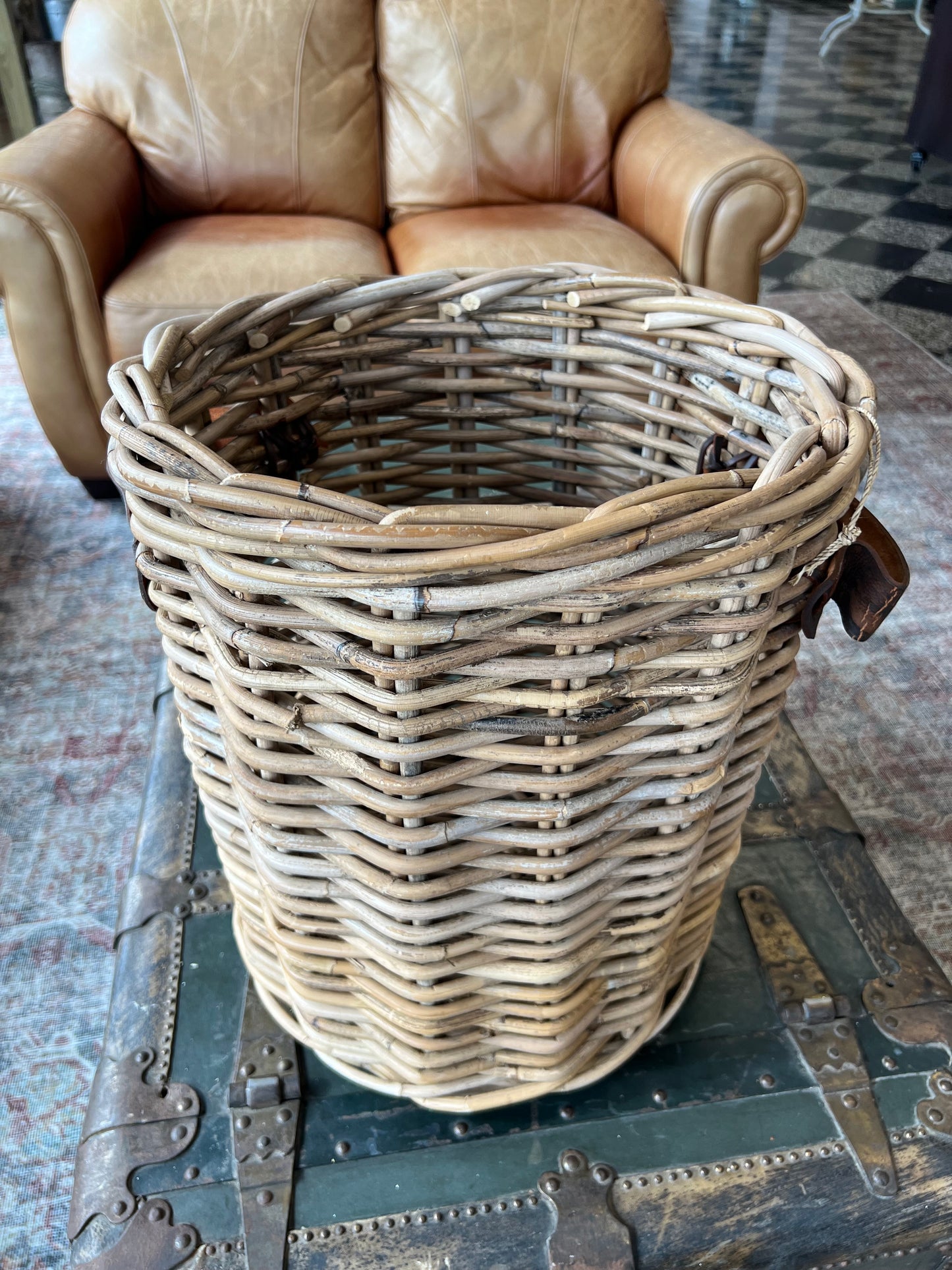 Basket with Leather Handles