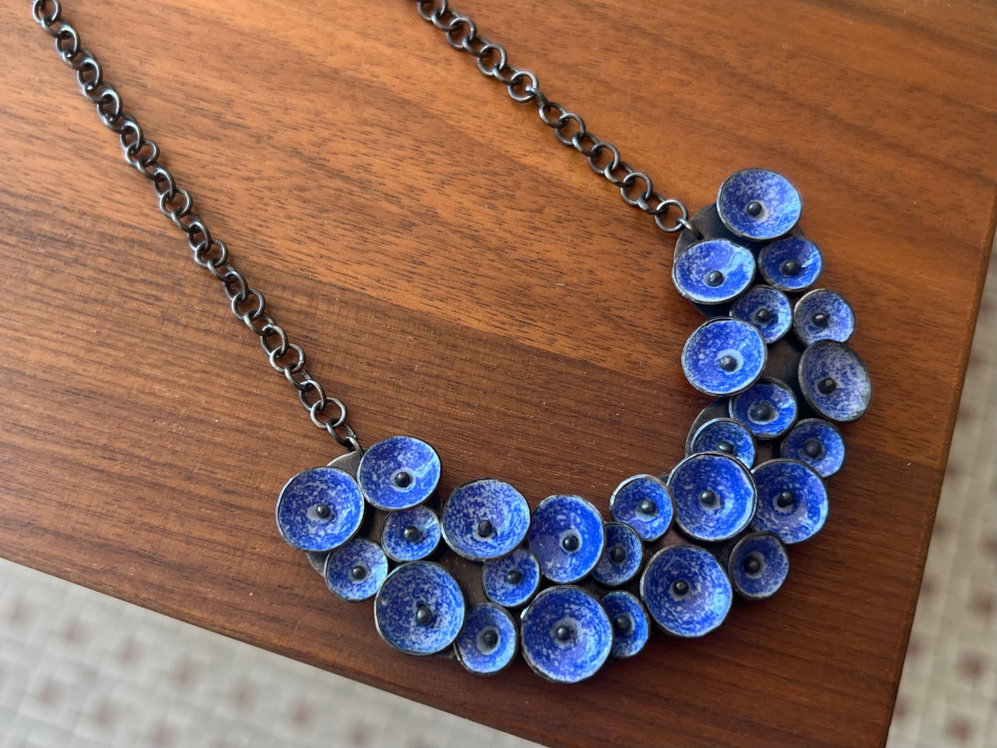 Enamel Circle Necklace - Oxidized