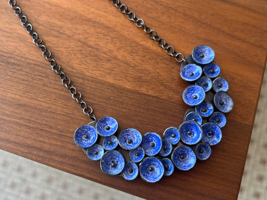 Enamel Circle Necklace - Oxidized