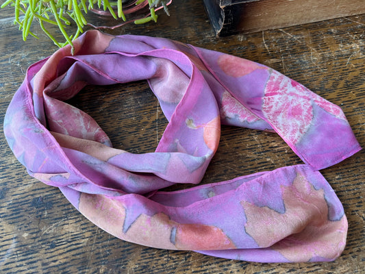 Eco Print Silk Scarf - Pink