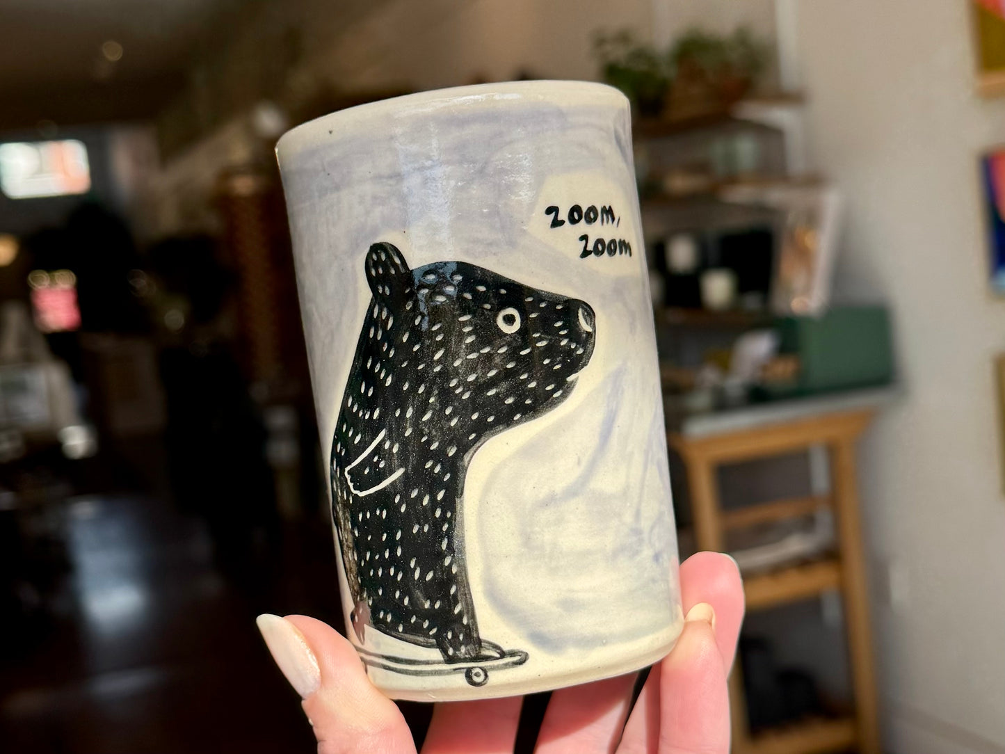 Handleless Mug - Skateboard Bear