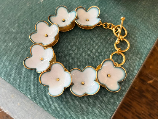 Enamel Flower Bracelet - White