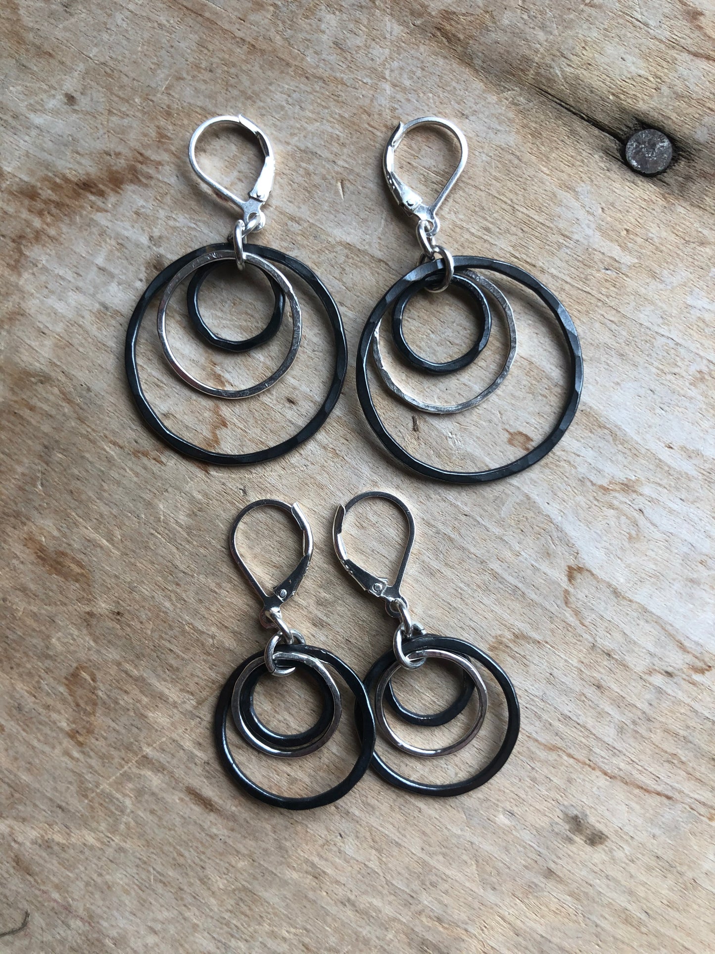 Oxidized Triple Hoop Earrings