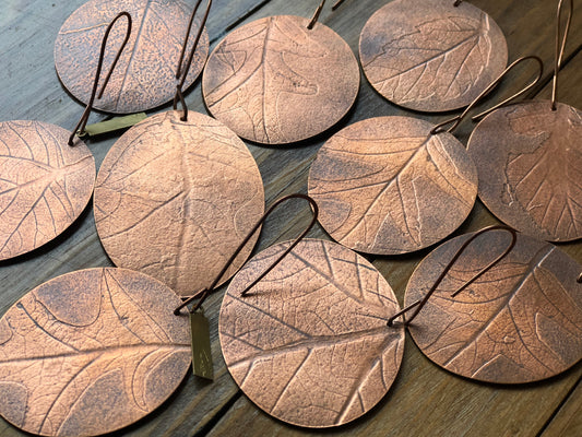 Imprinted Copper Leaf Ornament