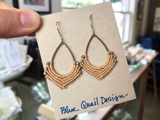 Toffee Teardrop Macrame Earrings