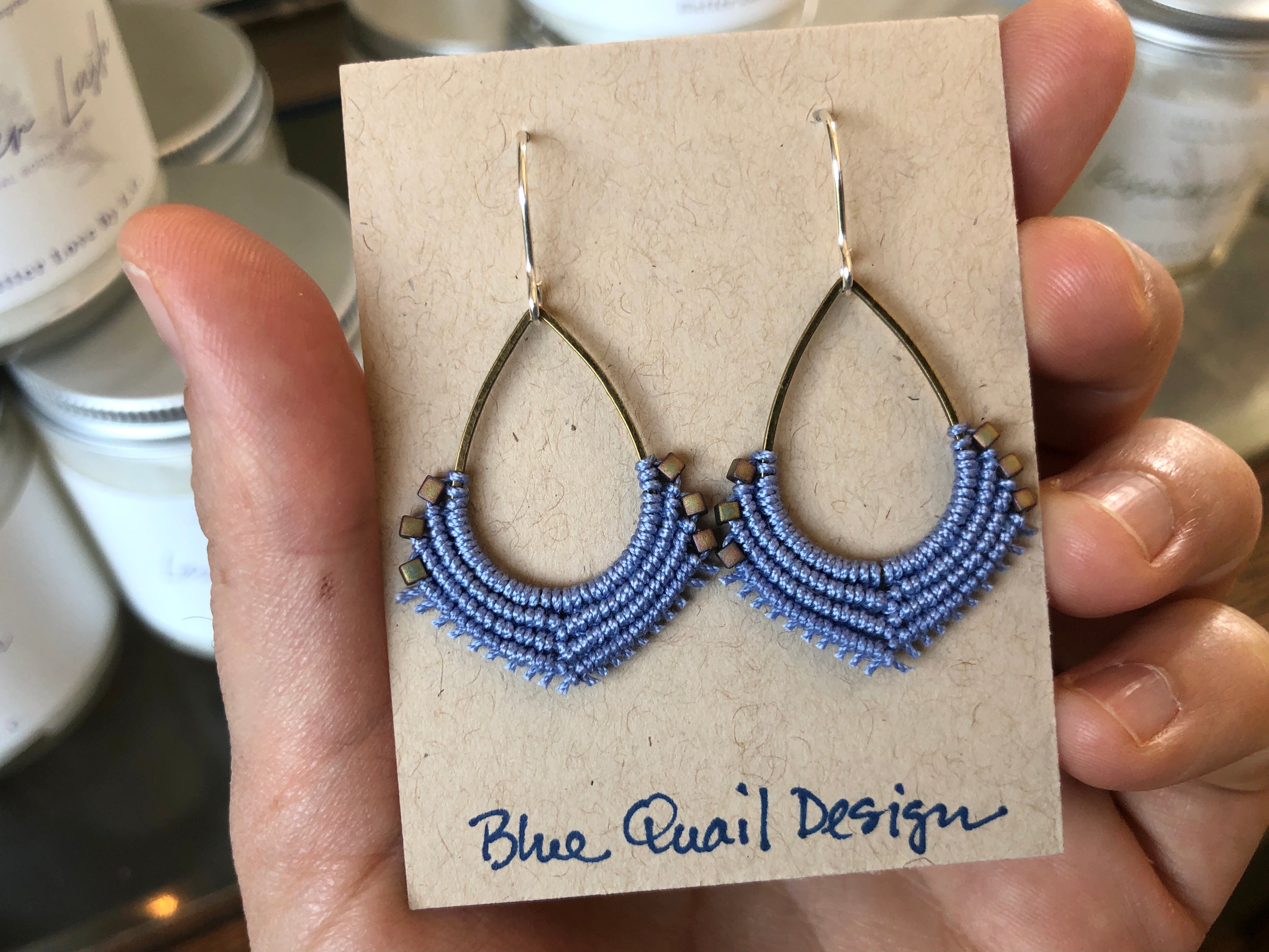 Macramé Earrings Glass Beads – ar design atelier