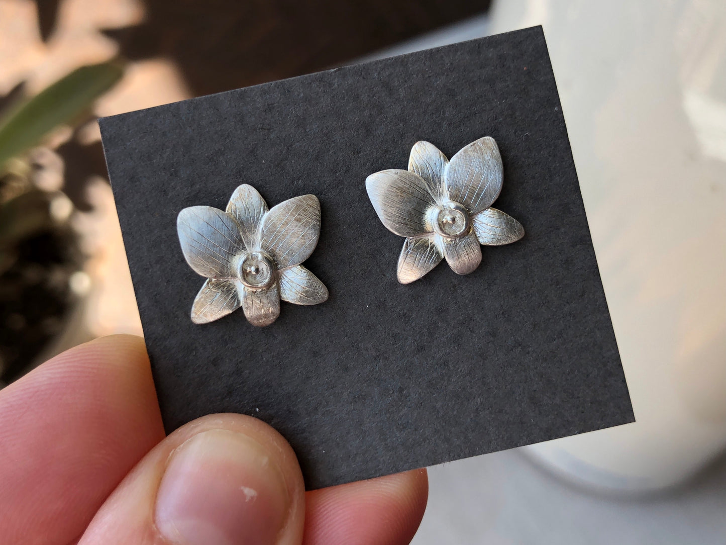 Orchid Post Earrings - Silver