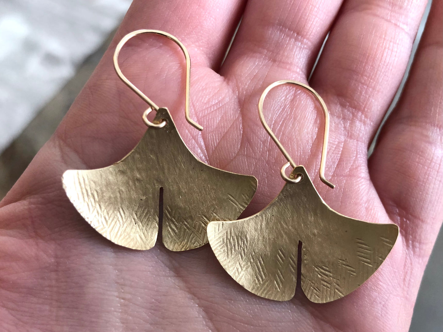 Brass Ginkgo Earrings