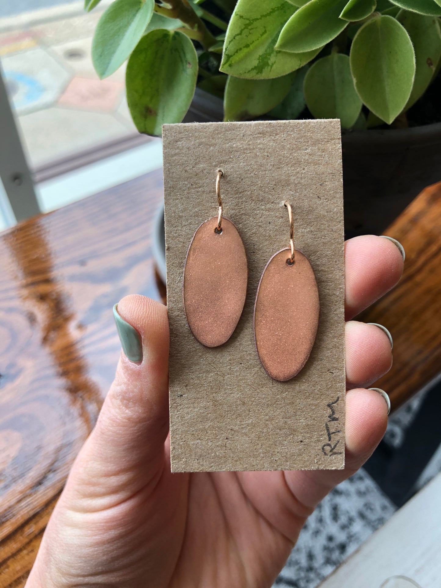 Enamel Earrings - Copper