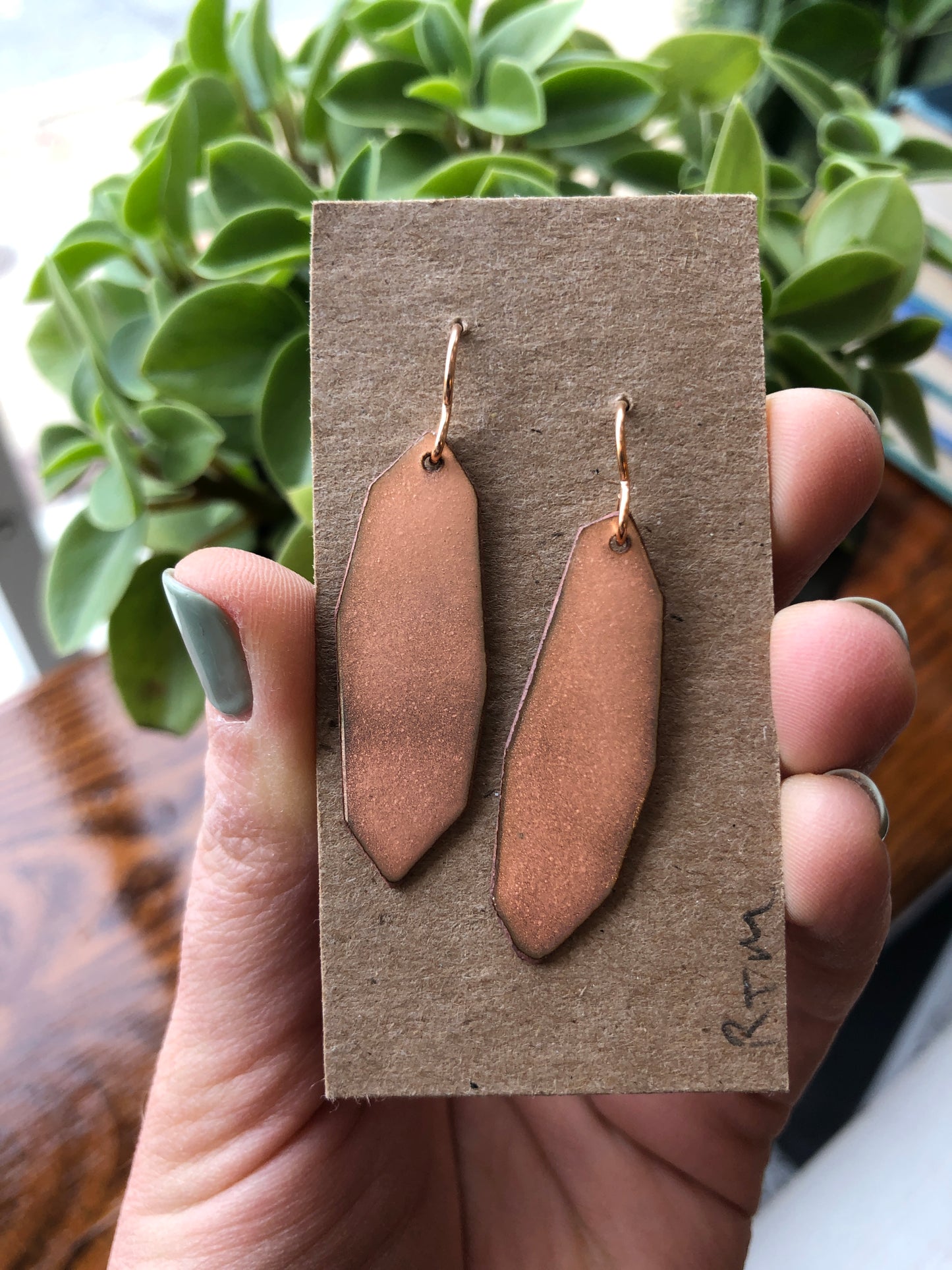 Enamel Earrings - Copper